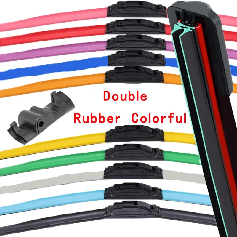 

Colorful SIDE PIN Car Windshield Wiper blades Universal Soft Double layer Rubber Frameless Bracketless 16" 19" 20" 22" 24"26"30"