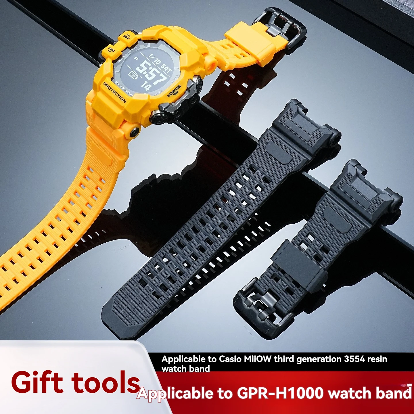 For CASIO 3554 Sports Water-Resistant Resin Watch Strap GPR-H1000 Catman Third Generation Series Watch Accessories