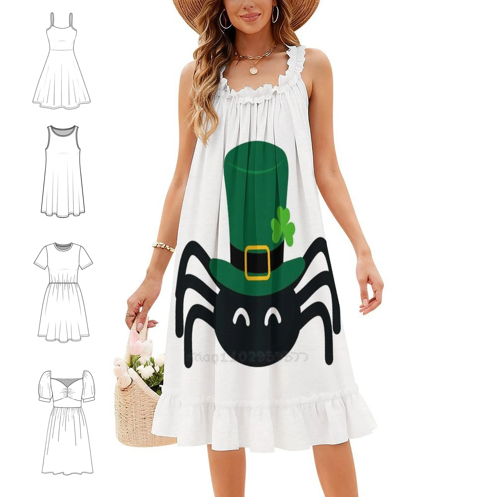 Day Spider Sexy Vacation Dress For Women Beach Party Birthday Mini Dress Cute Green Fun Funny For Kids For Party Dresses