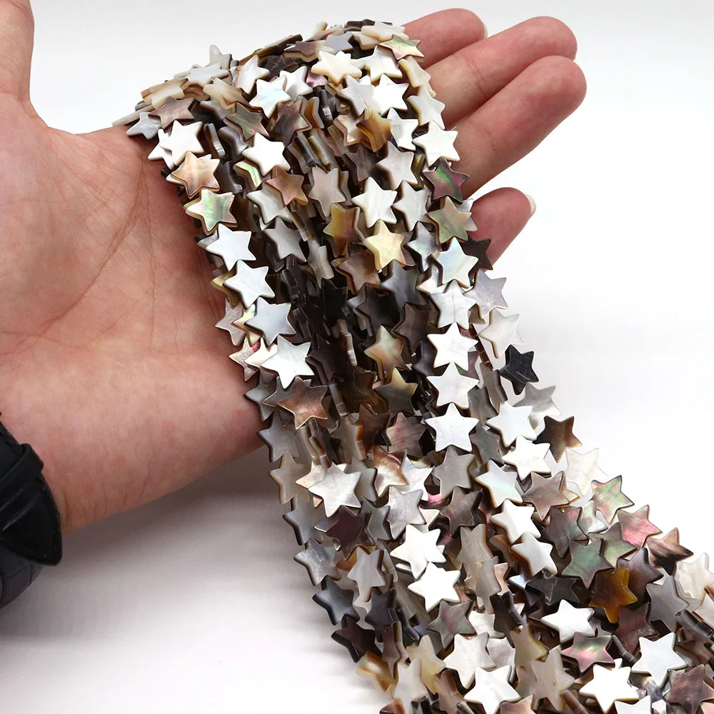 

6-12mm Star Shape Natural Black Shell Beads Seawater Shell Straight Holes Loose Bead 1strand DIY Creative Necklace Bracelet Gift