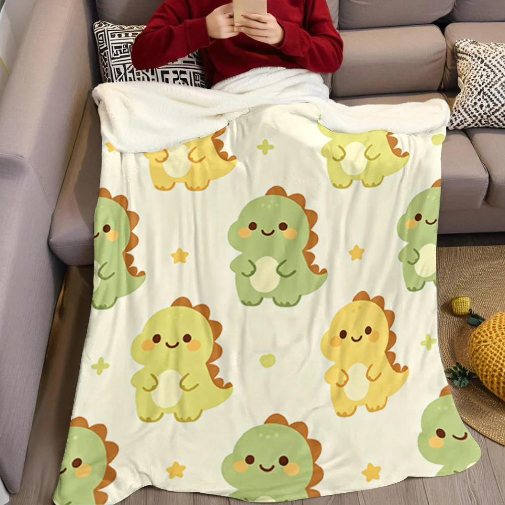 Cute Chubby Dinosaur Flannel Blanket Warm Soft Halloween Christmas All-Season Couch Decorative Cozy Warm Gift