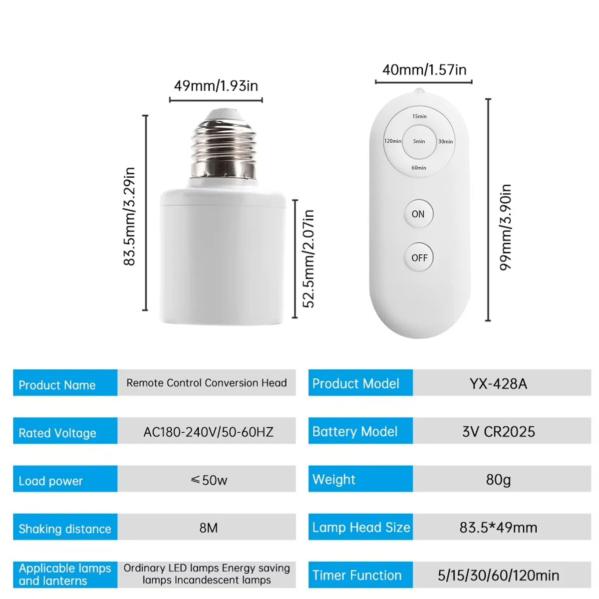 E27 Lamp Holder 85-265v Timer Bulb E26 Light Socket Sound Voice Control Switch Sensor With Led Remote Multi Wireless Room Smart