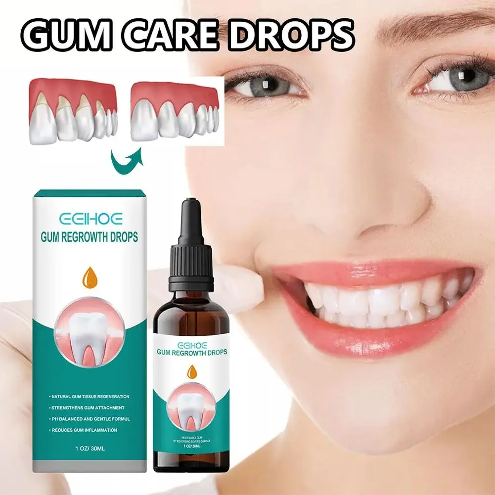 Gotas de rebrota da gengiva periodontal, Gotas bucais, Sangramento Tratamento Limpo, Dor Má Respiração, Cuidado Oral, Antibactérias, 30ml