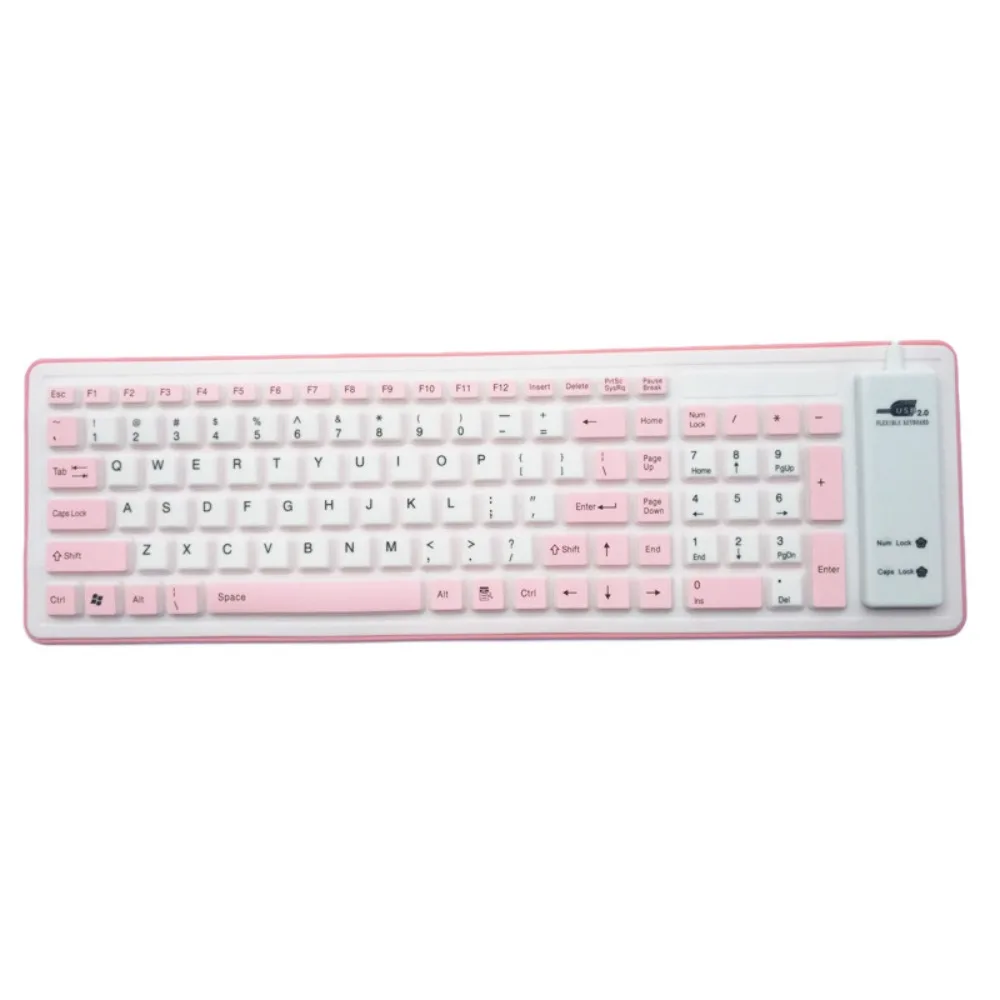 Colorful Soft Silicone Flexible Keyboard 103 Keys Foldable USB Keyboard Dustproof Portable Wired Keyboard Office Use