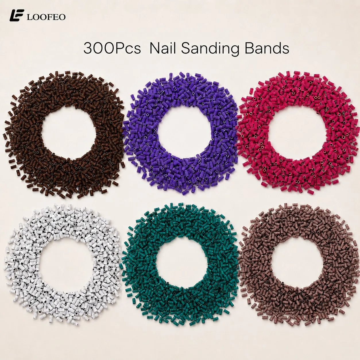 3mm 300Pcs Nail Drill Bit Sanding Bands 120/180/240 Grit Nail Drill File for Acrylic Nail Gel Removing Manicure Pedicure Tools