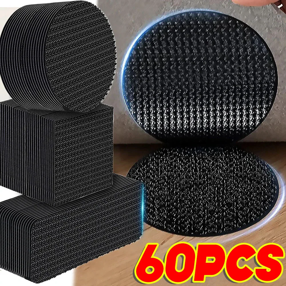 Strong Carpet Fixing Stickers Self-adhesive Touch Fastener Grip Tape Black Pad Double Faced Mat Fixed Patch Home Floor Anti Skid