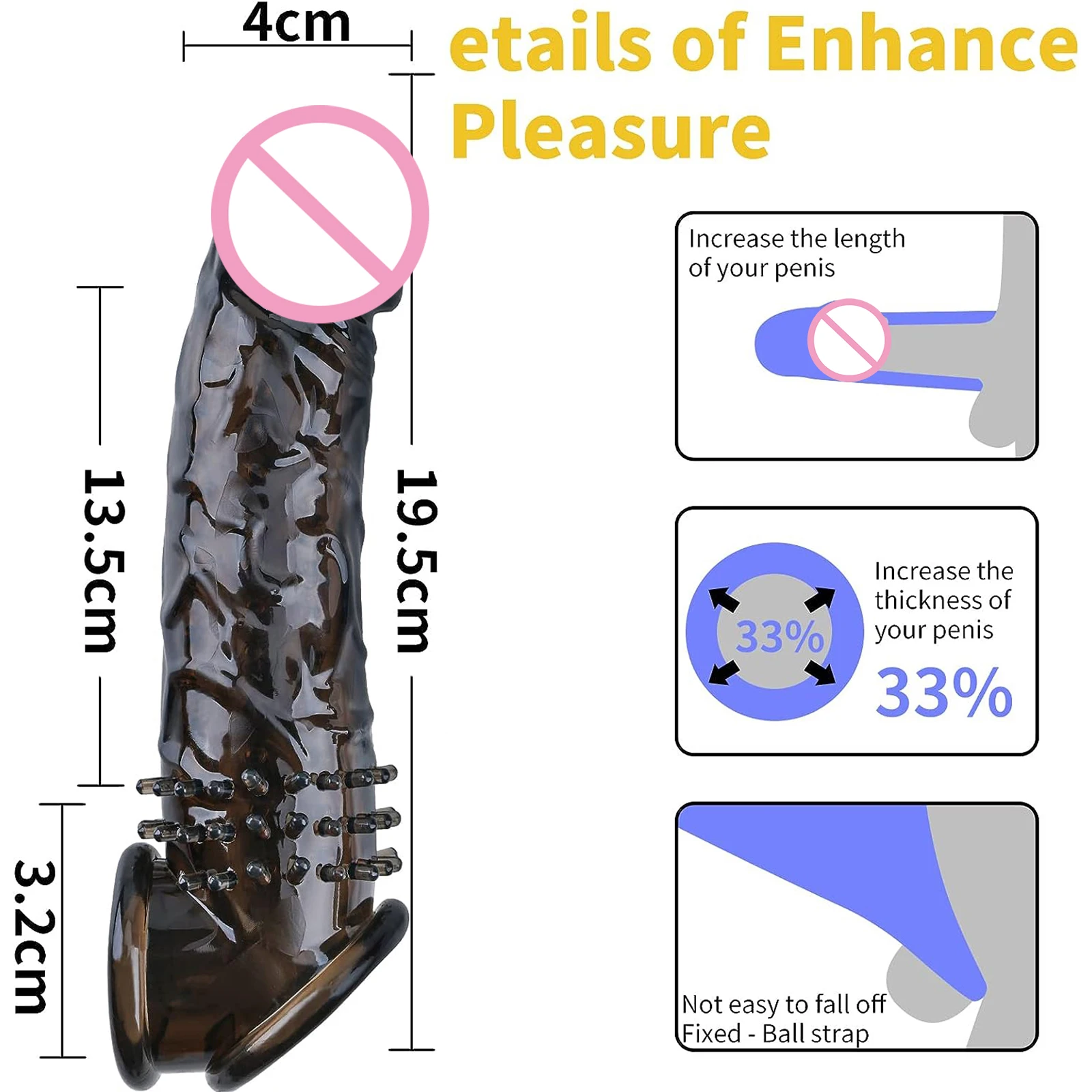 Reusable Penis Extender Cock Sheath Rings Delay Ejaculation Condoms Dick Sleeve Glans Cover Enlargement Sex Toys for Men Sexshop