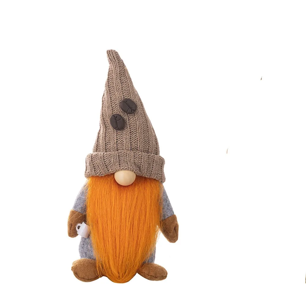

With Knitted Hat Coffee Gnomes Plush Doll Soft Plush Exquisite Christmas Faceless Doll American Style Cute