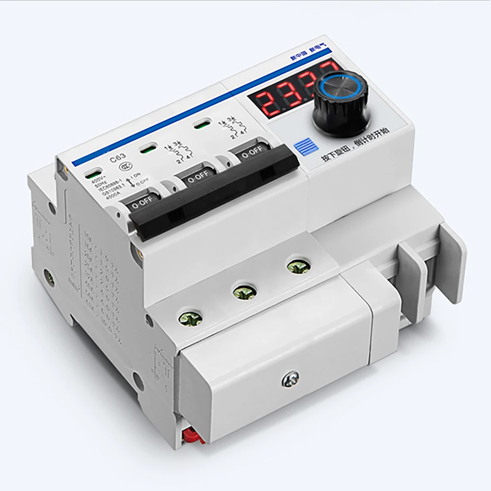 1 min - 99.99 hours 3 phase timer switch 63A 25000W circuit break with timing countdown circuit breaker with time function