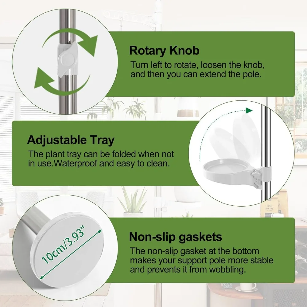 حامل نباتات داخلي مكون من 7 طبقات، عمود توتر زنبركي، رف عرض معدني على شكل زهرة، رف زاوية موفر للمساحة، عاجي #3