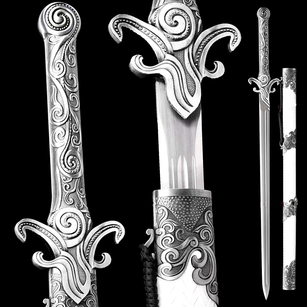 Beautiful Metal Handle Chinese KungFu Sword 1095 High Carbon Steel Handmade Home Decor Han Tang Wushu/TaiChi Jian