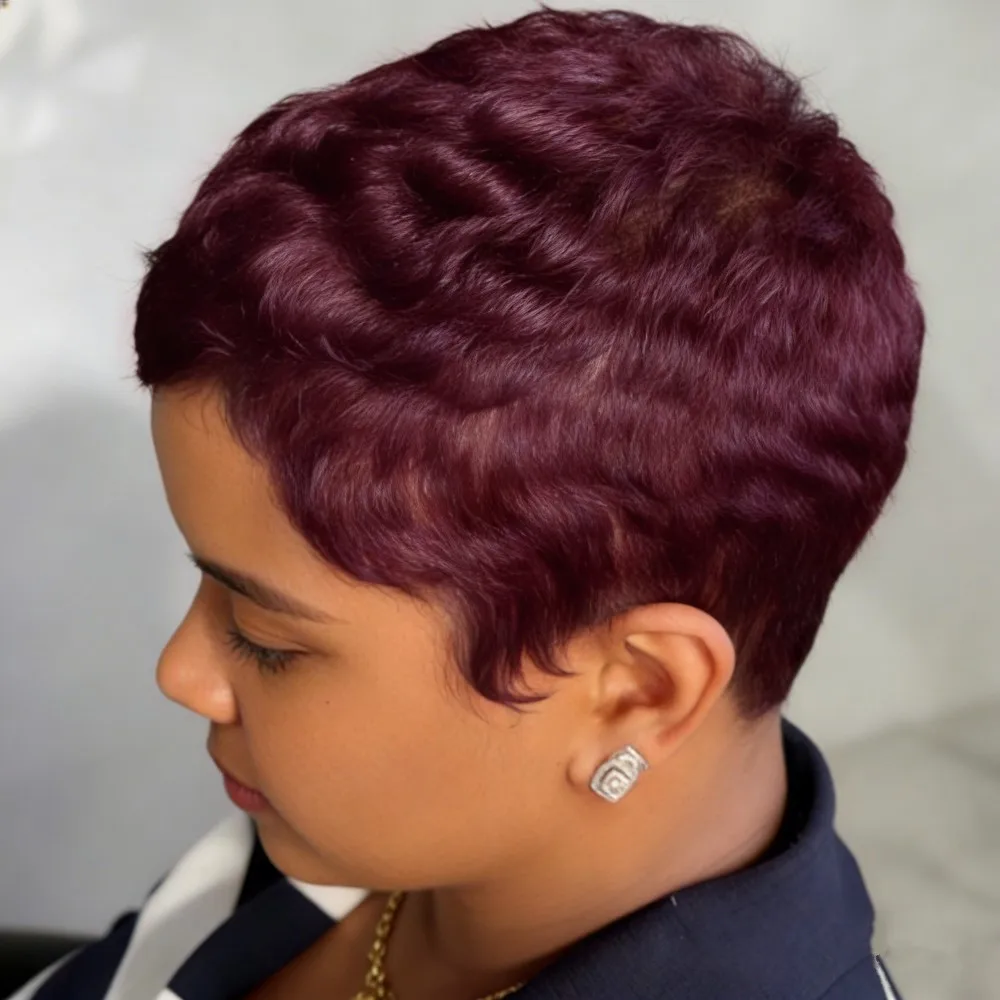 

Черный парик 4 дюйма, 150% плотность, из натуральных волос Remy, машинного плетения, 30 цветов, короткий многослойный парик из натуральных волос для женщин