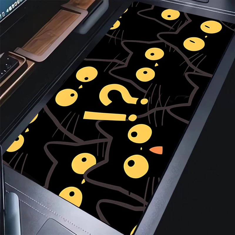 

Mouse Pad PC Gaming New Cute Amine Mousepad Laptop Black Cat Pattern Keyboard Pad Non-Slip Soft Computer Gamer Extended Desk Mat