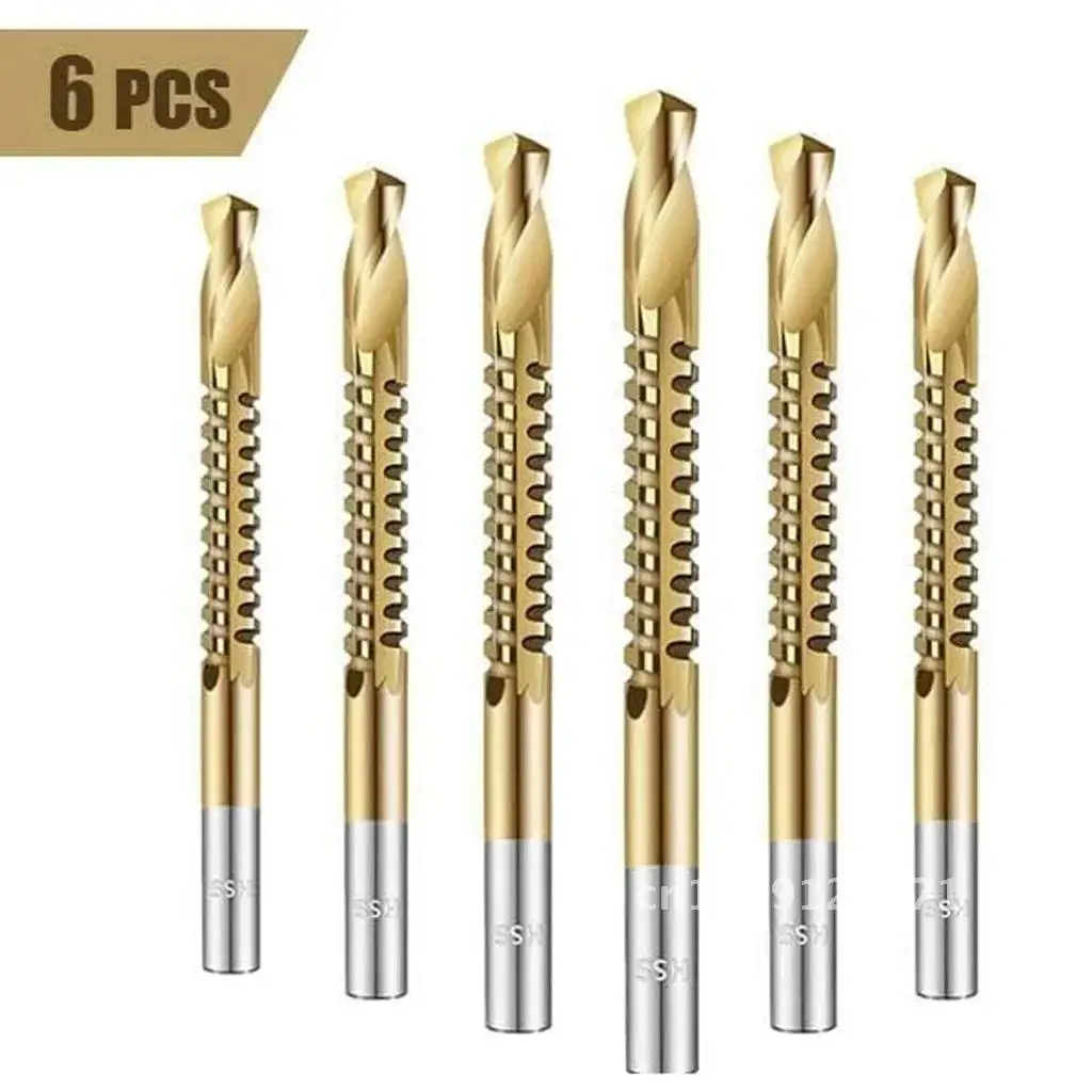 

6pcs/set Cobalt Drill Bit Set Spiral Screw Metric Composite Tap Drill Bit Tap Drill Bit Set Multi-function Metal Specia