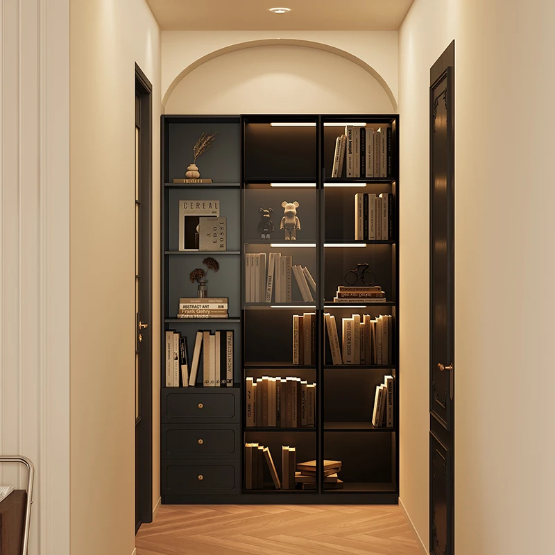 

Bookcase antique corridor bookshelf solid wood glass display cabinet, cabinet stand cabinet high-end magazine cabinet