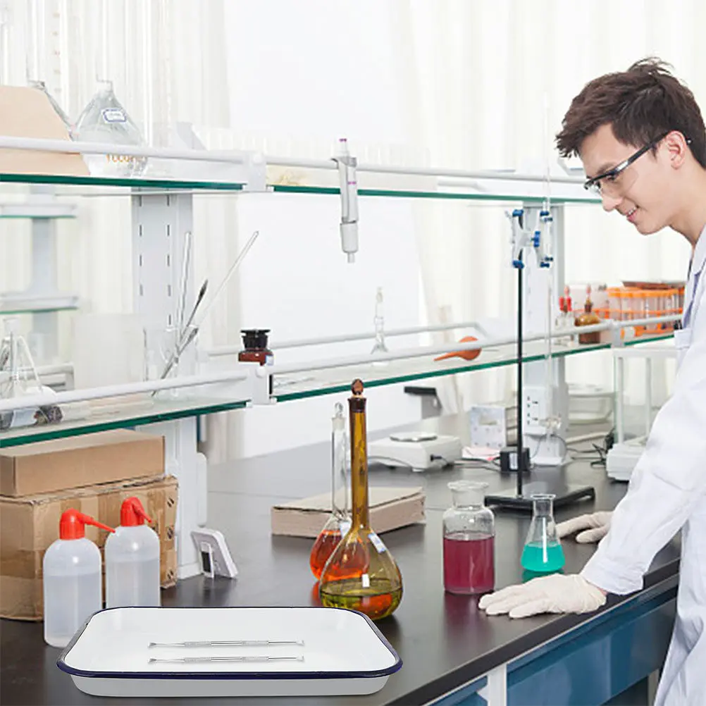 Laboratory Enamel Tray Heavy Duty Smooth Easy Clean Large Capacity Rectangular Design for Experimental Instruments Storage