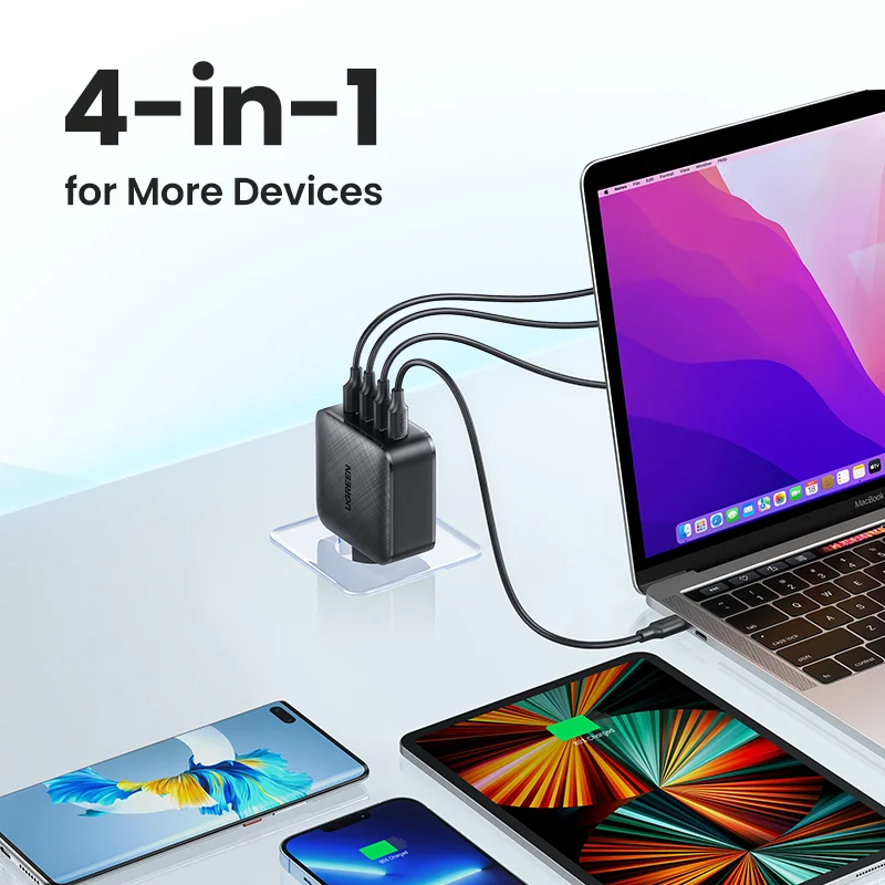 UGREEN USB Sạc GaN 65W PD Sạc Nhanh USB C Sạc Nhanh Quick Charge 4.0 3.0 Cho iPhone Xiaomi Huawei Bề Mặt macBook Sạc Di Động