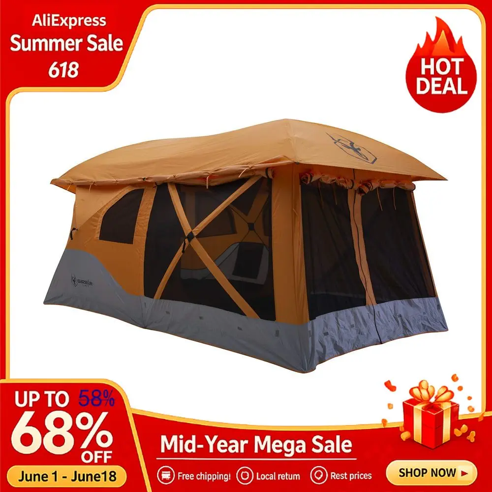 

Extra Large 4 to 8 Person Portable Pop Up Outdoor Shelter Camping Hub Tent with Rain Fly amp Extended Screened in Sun, Custom