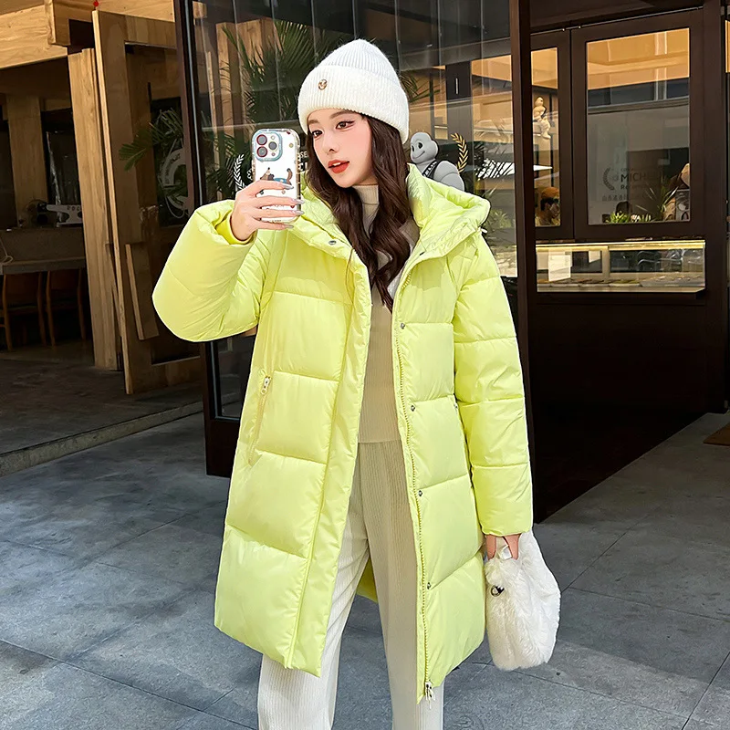 Parkas Women Mid Length Coats Hooded Zipper Jackets Casual Loose Sleeve Thick Warm Y2k Streetwear Elegant Autumn Winter 2025