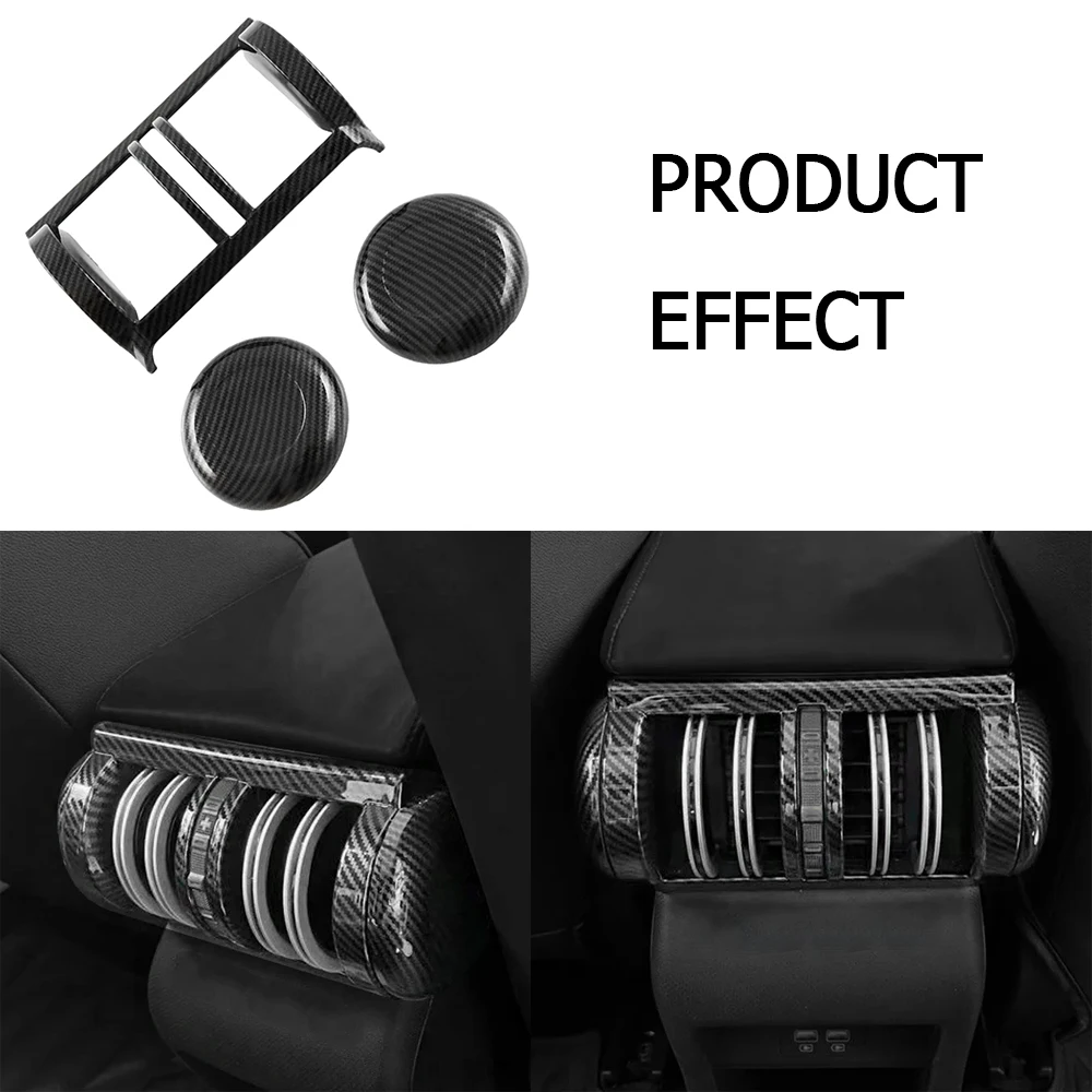 

Rear Air Vent Outlet Cover Car Rear Seat Air Outlet Cover for BYD Atto 3 Yuan Plus 22-23 Carbon Fiber Black Rear AC Vent Trim