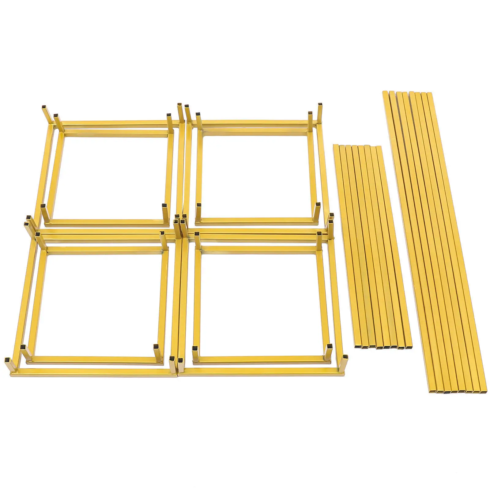 4Gold Rectangle Wedding Flower Stand Portable Flower Holder Flower Rack With Square Base & Smooth Edge