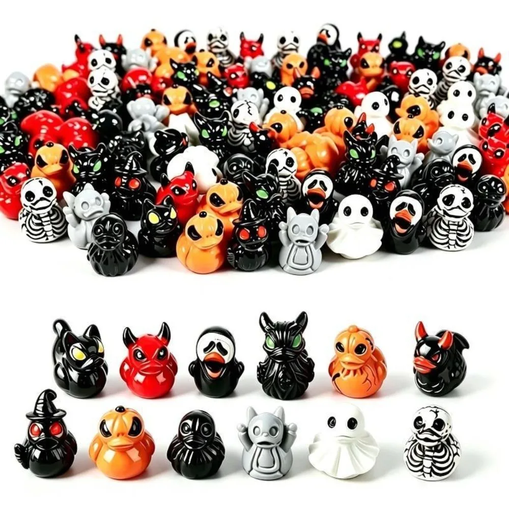 Mini Halloween Resin Duck Figurines Devil Ghosts Skeleton Gothic Cute Desktop Garden Party Favors Home Decor Ornament Set Fairy