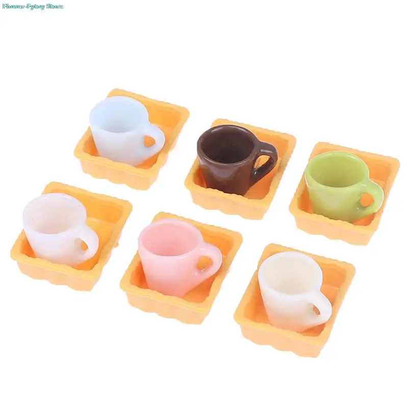 NEW 4Pcs/Set 1:12 Dollhouse Miniature Cup Coffee Cup Tea Cup Tray Kitchen Tableware Accessories Doll house Life Scene Decor