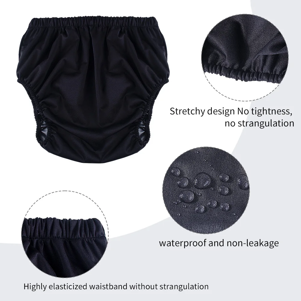 1pc Solid Color Waterproof iaper for Adults Washable Reusable Diaper Care Pants Leak-proof Pants Waterproof Eldly Diaper Cover