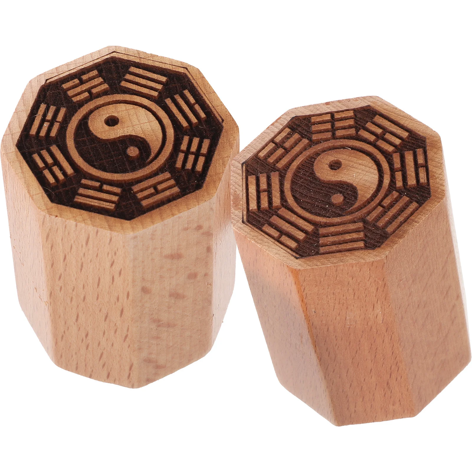 

2pcs Wooden Taoist Seal Stamp Compact Carving Stamper For Diary Scrapbook Cultural Artwork Reusable Craft Tool Desktop