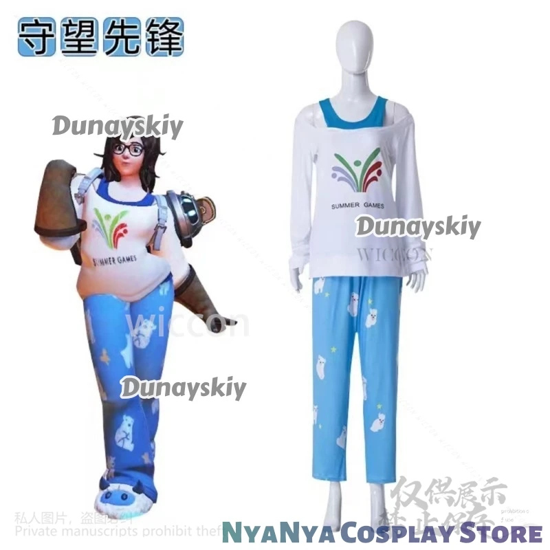 

Mei Over Аниме Game Watchh Косплей Meiling Zhou органов로윈 의상 Kawaii Симпатичная пижамная форма с длинными рукавами Верхние брюки Парики Cos Индивидуальные