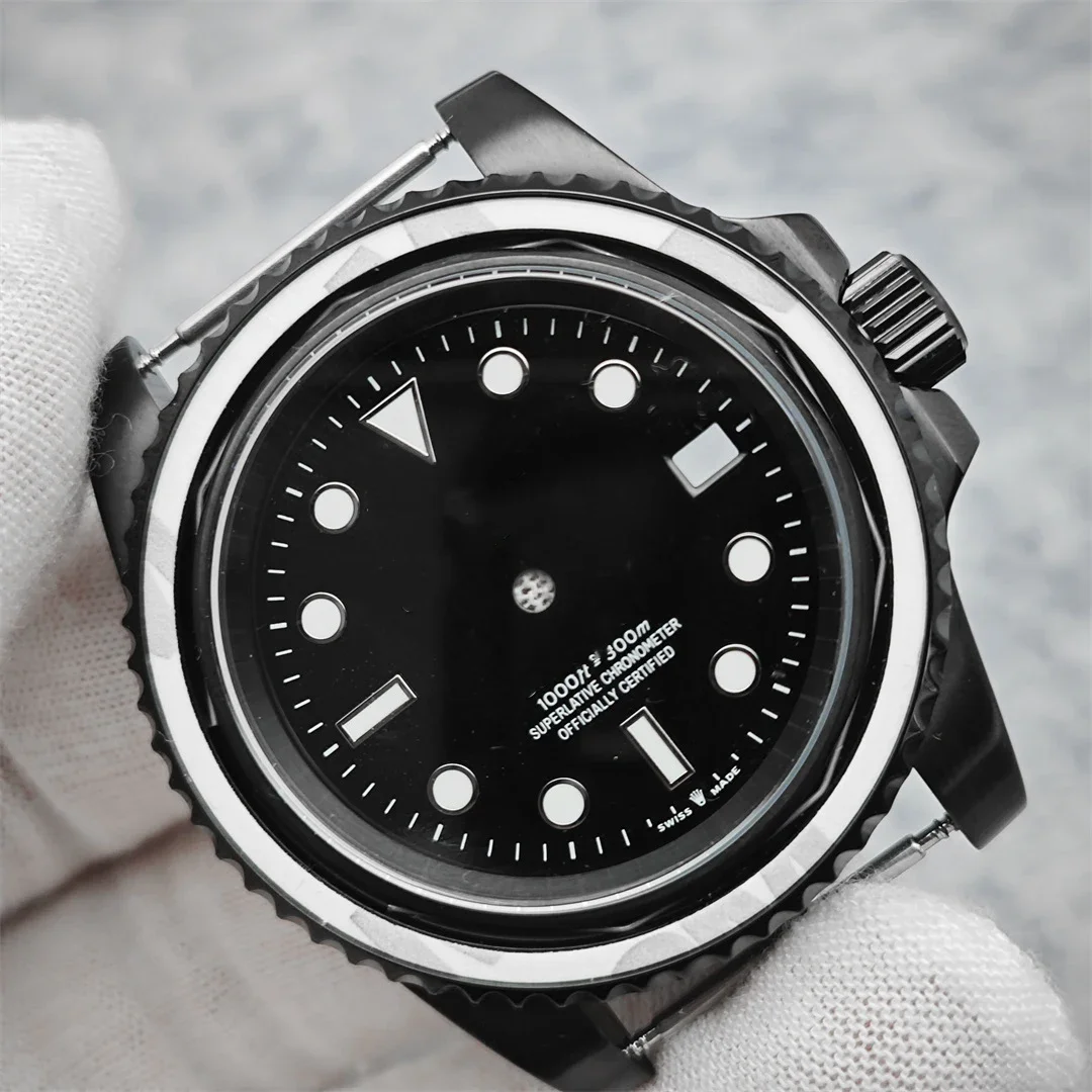 40mm Black Watch Case NH35 Watch Case for Submariner GMT Watch for NH35 36 8215 8200 2813 Movement with Sapphire Crystal