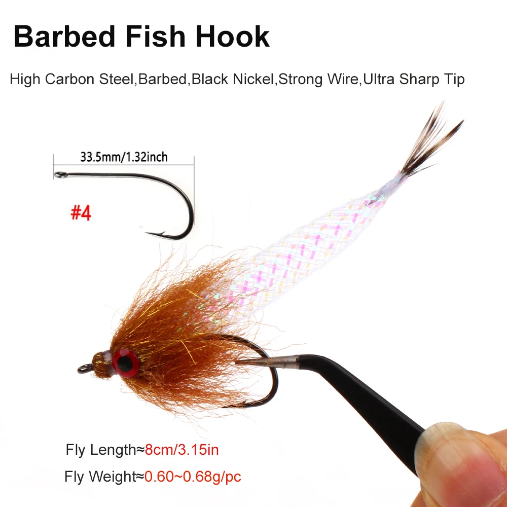 3/5pcs 4# Lifelike 3D Fish Eyes Mylar Minnow Flies Flash Tube Baitfish Streamer Fly Bass Trout Salmon Pike Fishing Lures - view 4