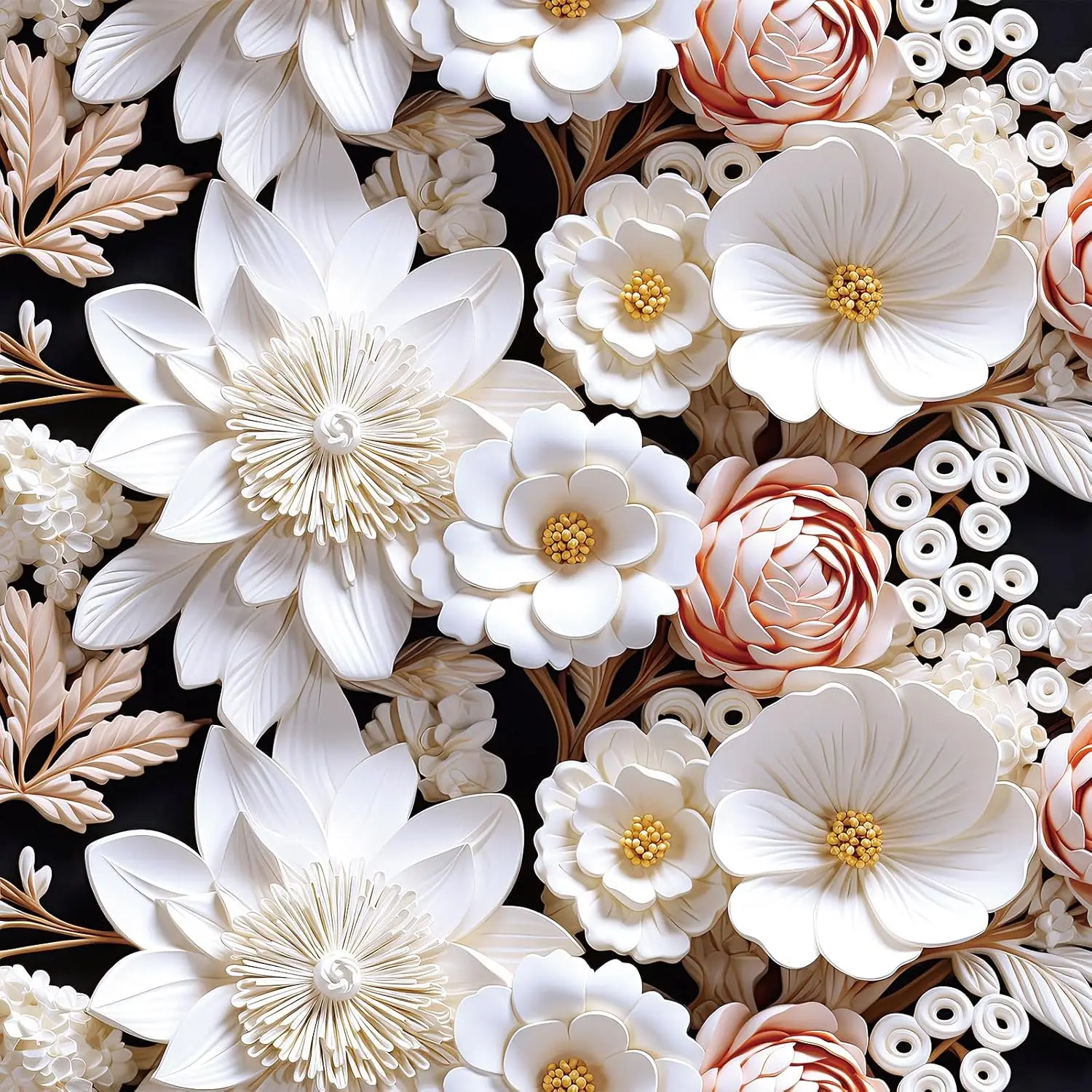 

Белые самоклеящиеся обои с 3D-цветочным узором, черно-розовые, с тиснением, для акцентных стен в ванной и гостиной, виниловые, на самоклеящейся основе