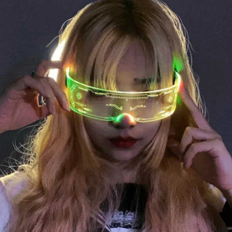 Cross-border colorful LED light glasses science fiction glasses Christmas party bar Bundy technology glasses wholesale