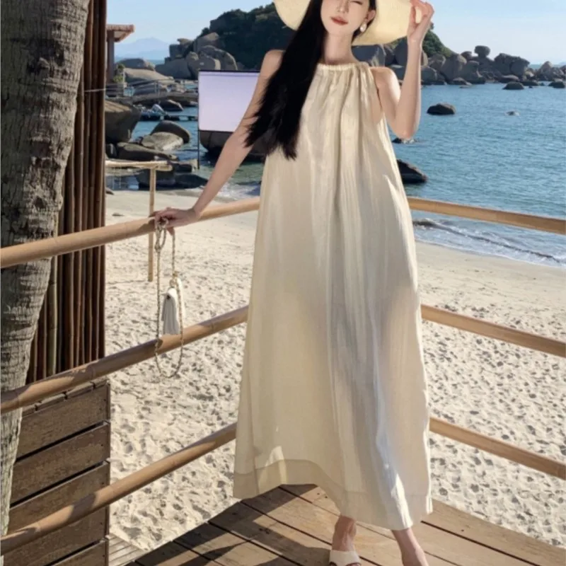 

Island Holiday Wear Travel Suitable for Seaside Photograph Skirt Summer Loose Slimming Elegant Dress Women