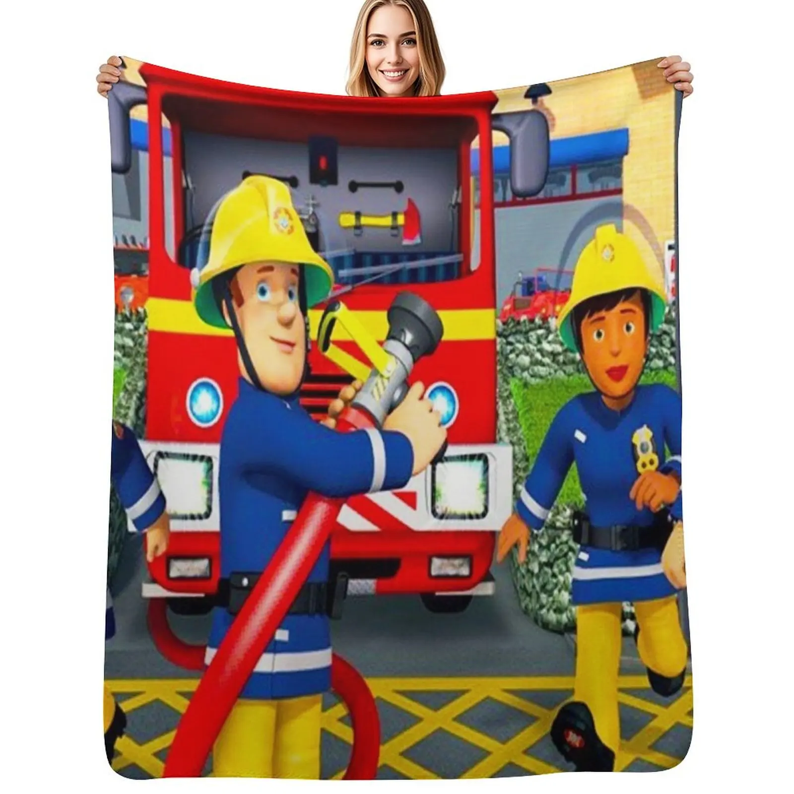fireman sam fireman toys pajamas birthday party supplies clothes Throw Blanket Lightweight Warm Blanket for Indoor Outdoor Use