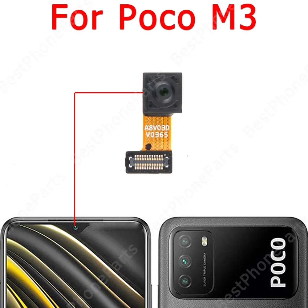 Front Back Camera For Xiaomi Mi Poco M3 Frontal Backside Small Replacement Repair Rear Selfie Camera Module Spare Parts