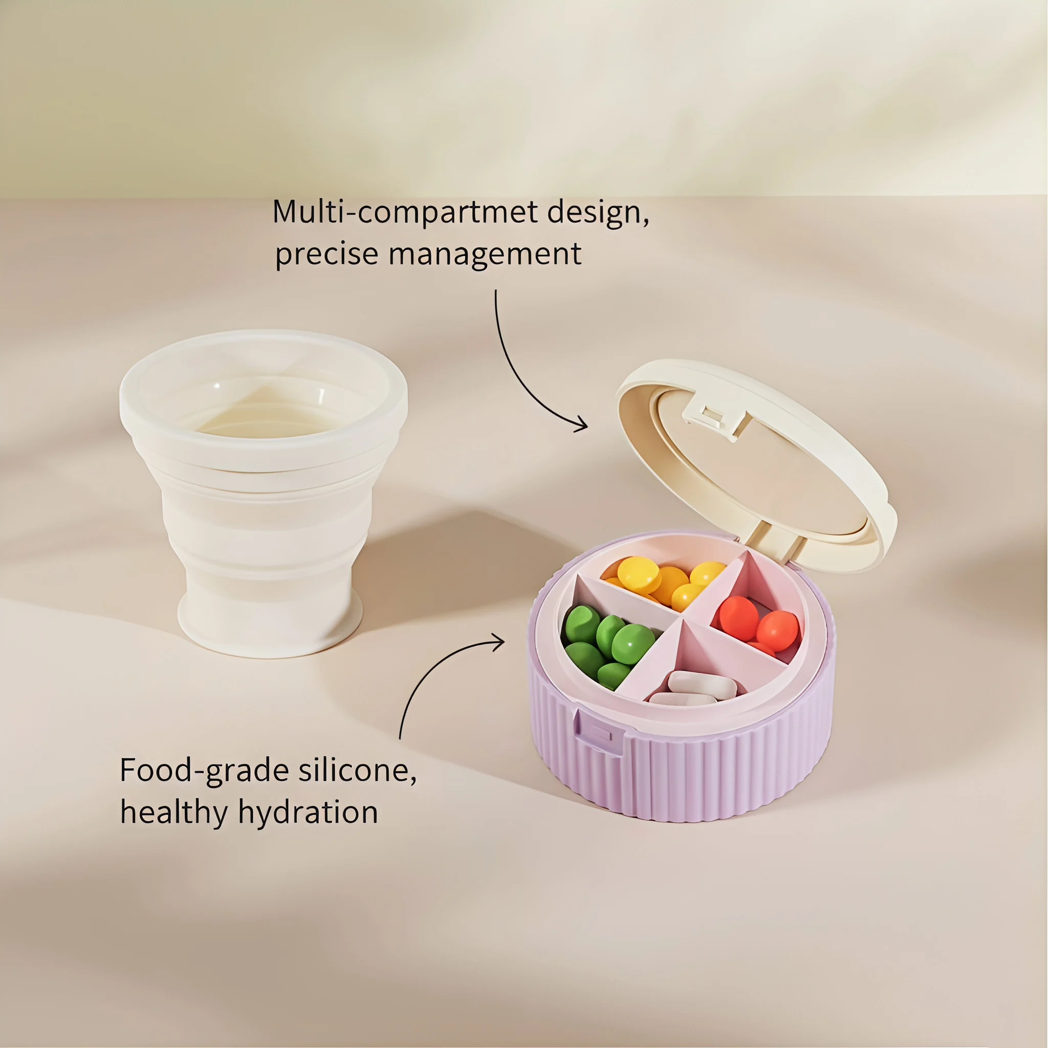 Portable Pills Container Medicine vitamiin Holder Daily Pill Case Small Piller Box for Pocket Purse Space-Saving & Washable