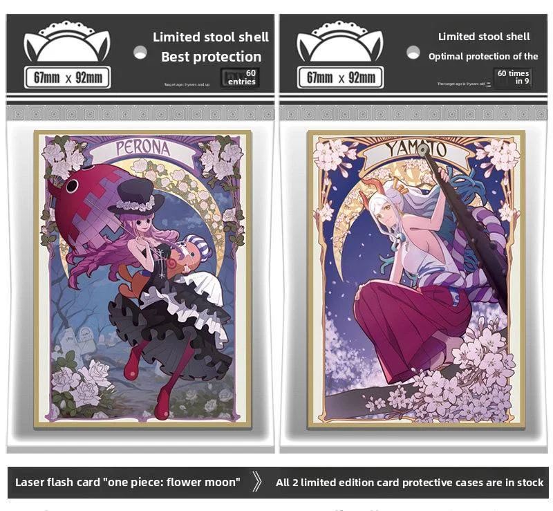 

60pcs/Set One Piece TCG Art Nouveau Style Holographic Card Sleeves - 67x92mm, Perona/Yamato Waifu Protector