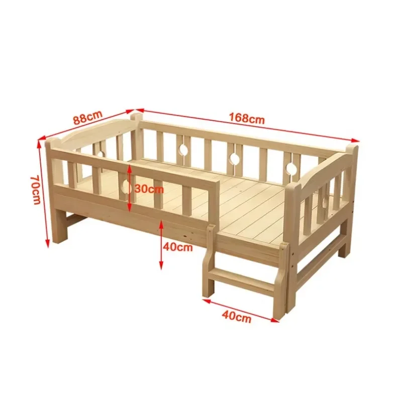 

Fashion Children Furniture Solid Wood With Guardrail Splicing Wide Expandable Kids Movable