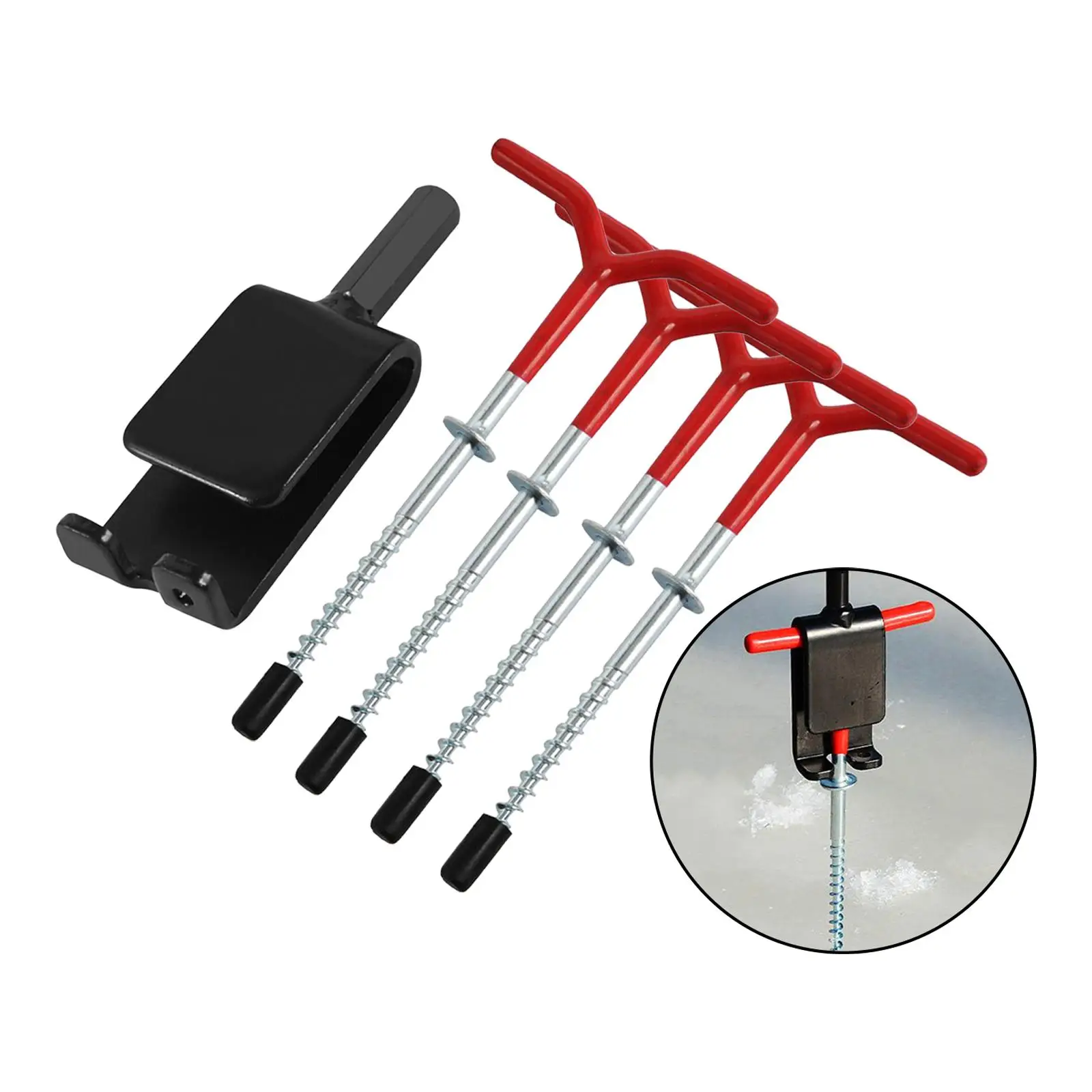 4Pcs Ice Fishing Anchors with Power Drill Adapter Winter Fishing Tent