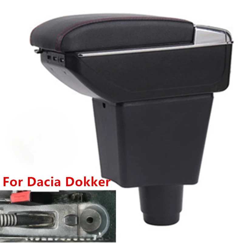 

For Dacia Dokker armrest box Center Storage box car accessories Interior Large Space Dual Layer USB Charging