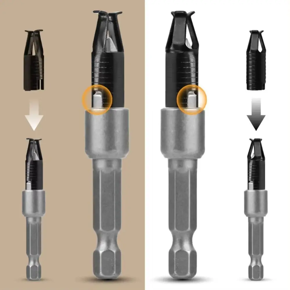 2 PCS Accessories Steel Special Batch Head Invisible Assemble Screwdriver Bit Solidly 6.35MM a-buckle Connector Bench Drill