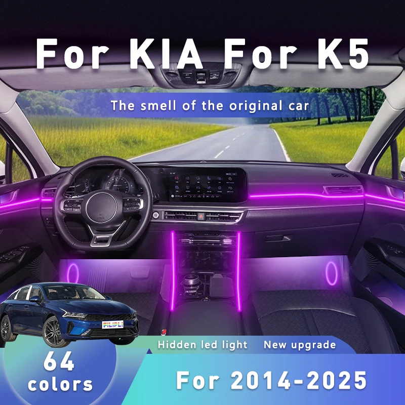 

FILIPLI For KIA K5 For 2013-2025 Precision Fit Car Interior LED Neon Ambient Light Music Sync Rhythm Light Strip Easy To Install