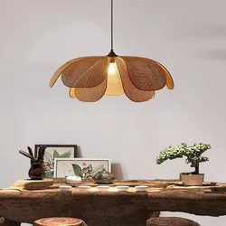 Lampadario a fiori in Rattan rusticos Designer paralume intrecciato in Rattan fatto a mano stile giapponese luce soggiorno sala da pranzo illuminazione