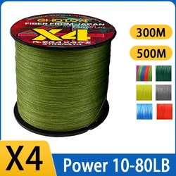 GHOTDA 0.11-0.5mm X4 plecione żyłki wędkarskie 4 pasma 300M 500M cienki przewód multifilamentowy 10-80LB karp Fly Fishing Cord zielony kolor