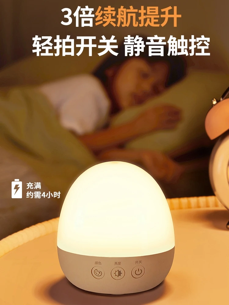 YyhcLyridz Lirui Charging Touch Night Light Long Battery Life Pat Light Baby Feeding Eye Protection Bedroom Sleep Light