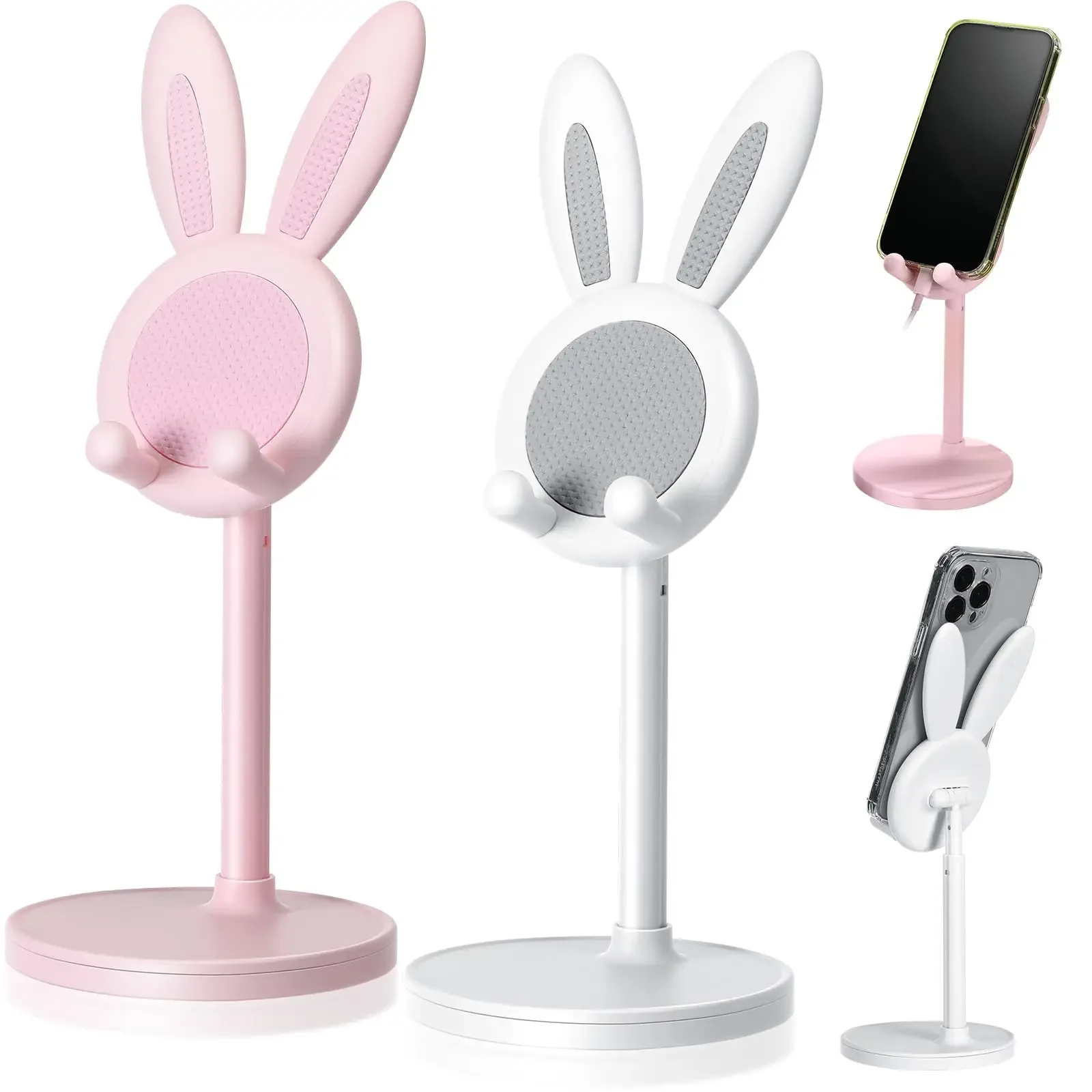 

Cute Rabbit Ears Mobile Phone Holder Lift Adjustable Desktop Mobile Phone Tablet Ipad Stand Selfie Live Multifunctional Bracket