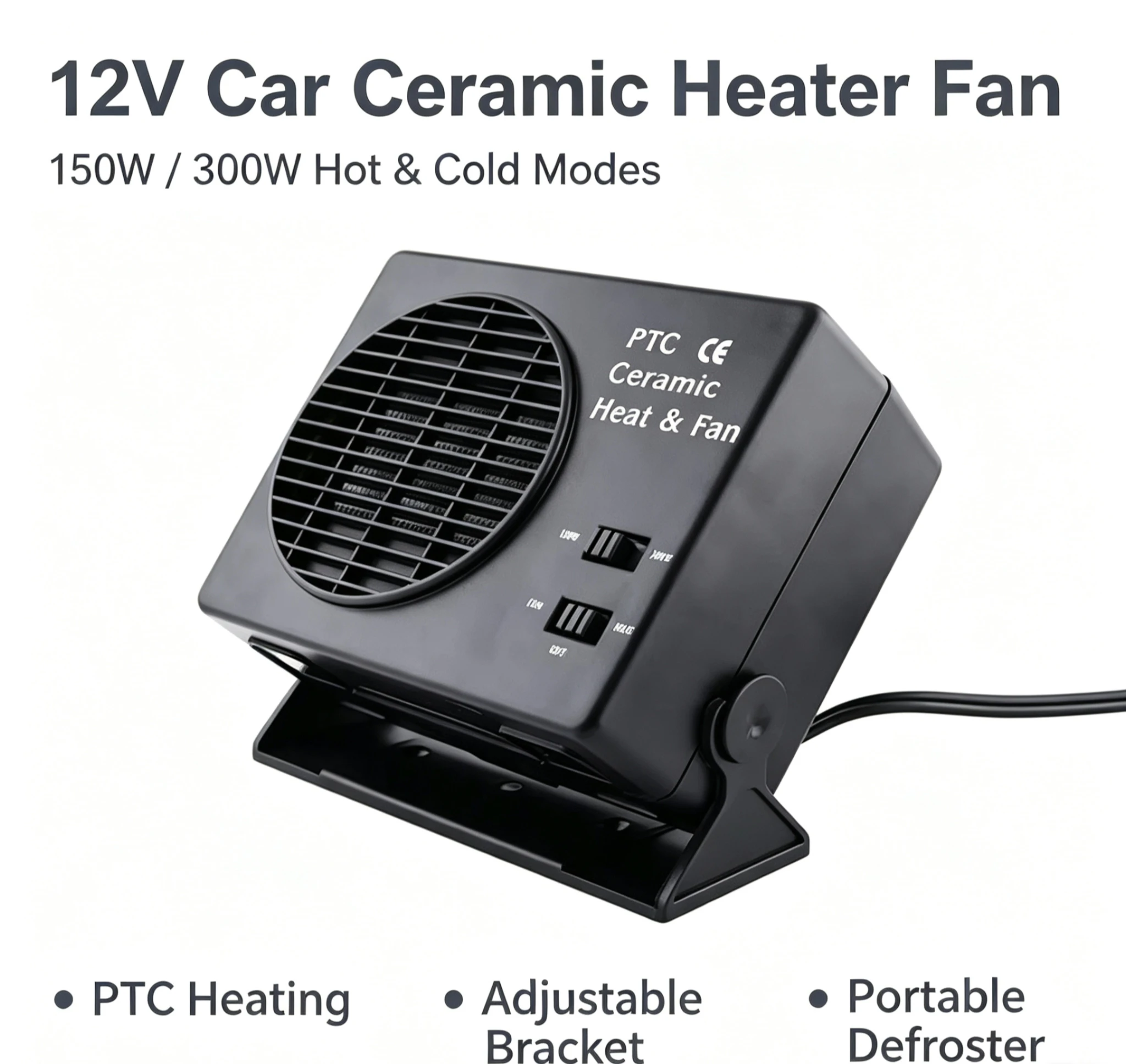 1PCS 12V 150W 300W Car Ceramic Heater Fan No Brand No OEM Part Number Portable Window Defroster Cooler