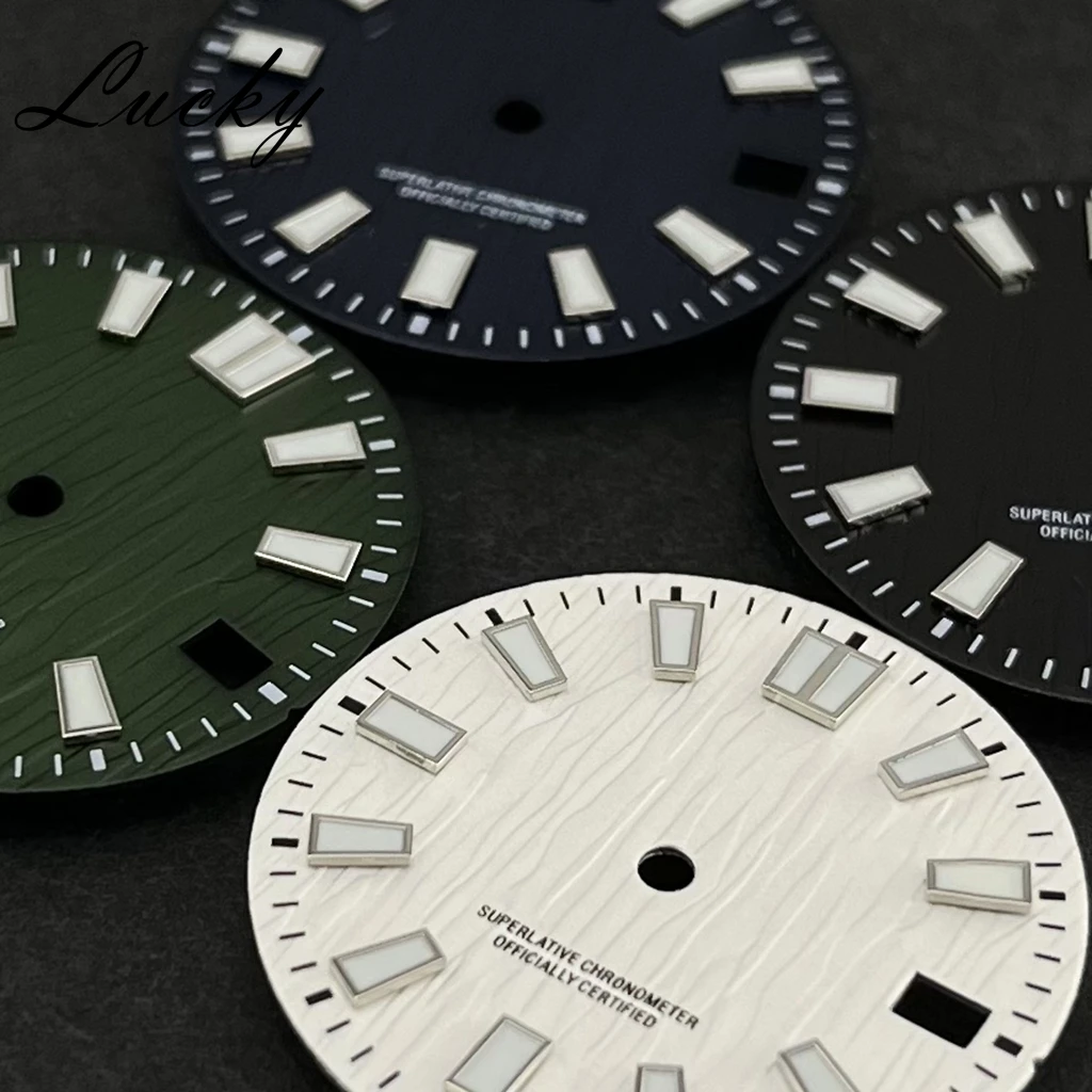 High Quality 28.5mm Fit NH35 NH36 Watch Dial Face Water Ripple Texture Movement Single Calendar Watch Face Repair Accessories